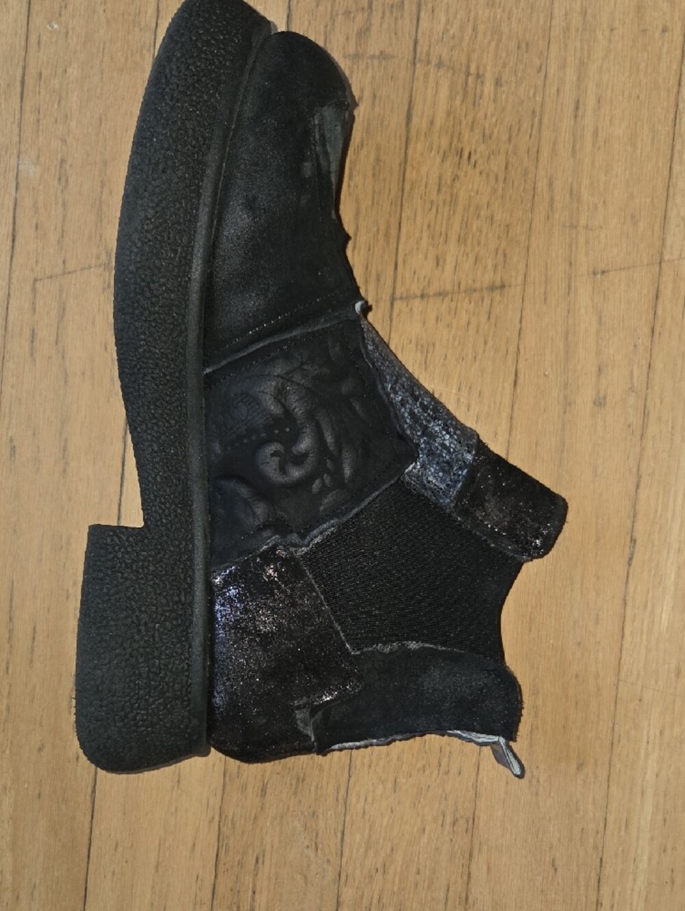Papucei Black Metallic Accent Ankle Boots Size 40